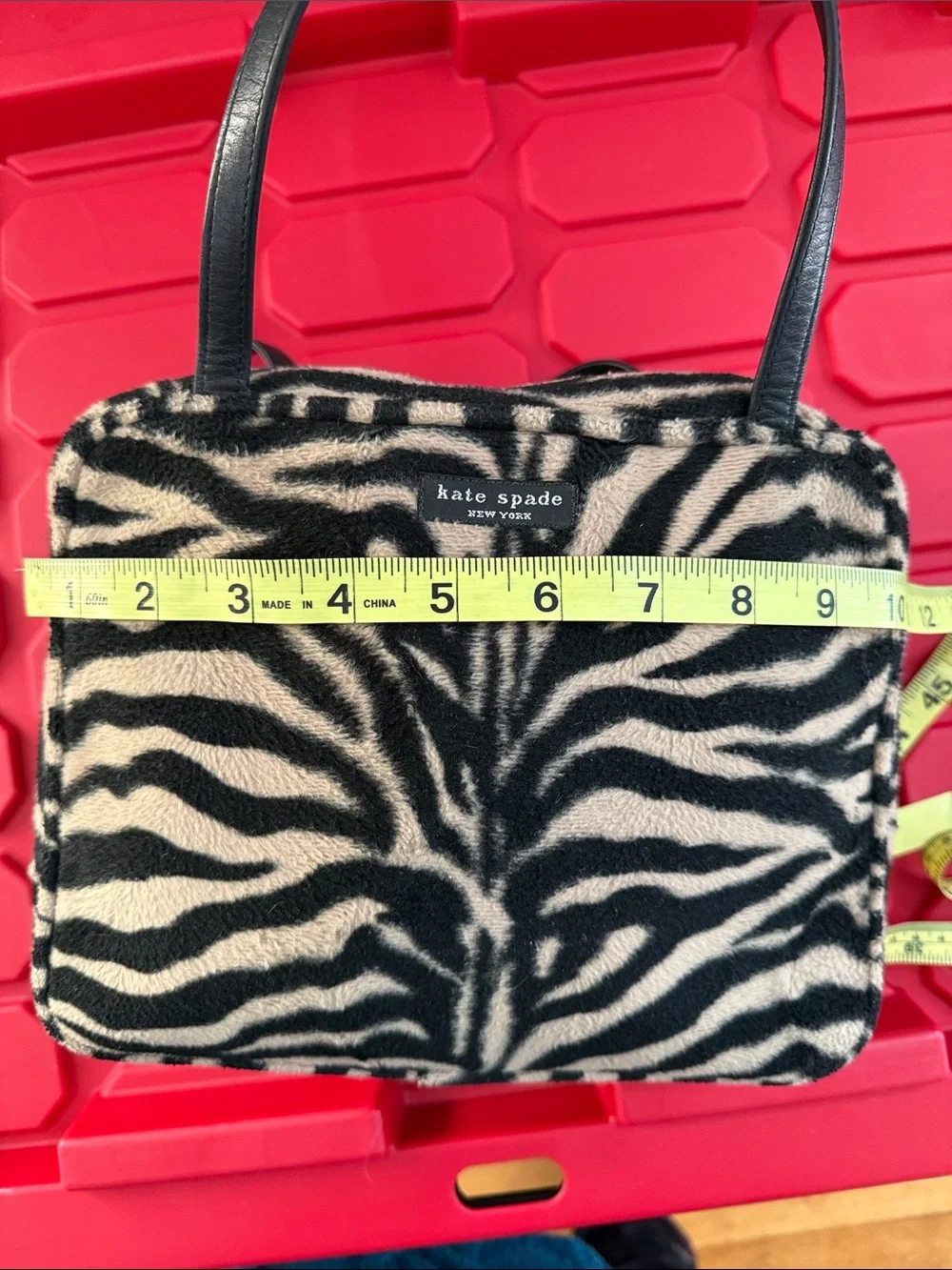 Vintage kate spade Zebra-Print Faux Fur Bag - Black & Cream